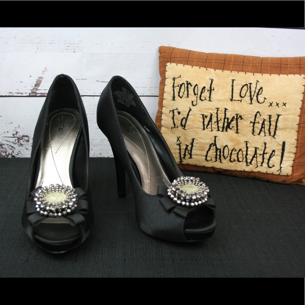 Apt. 9 satin heels with embellishment in EUC!